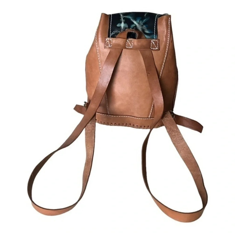 Vintage Multicolored Genuine Leather Light Weight Artisan Backpack